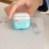 Qfdian Korea lovely transparent gradient goldfish koi soft earphone case for airpods 4 pro 2 3nd protection cover coque cute pendant