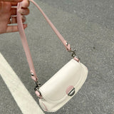 Qfdian  Fashion Sweet Women Simple Crossbody Bags Vintage Y2k Aesthetic Casual Shoulder Bag Soft Leather All Match Handbag Korean Trendy