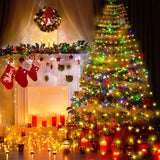 Qfdian  400LEDs Christmas Tree Toppers Lights String Holiday Fairy Waterfall Garland Lighs for Wedding New Year Party Home Party
