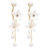 Qfdian  Flower pearl tassel earrings, elegant and sweet earrings, gentle and elegant earrings