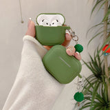 Qfdian  Deep green silicone headphone case for airpods 1 2 3 4 pro 2 4nd generation wireless bluetooth earphone charging box protector