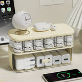 Qfdian  Double Layer Transparent Data Cable Organizer Boxes Home Office Desktop Charger Storage Box Double Layer Adjustable Compartment