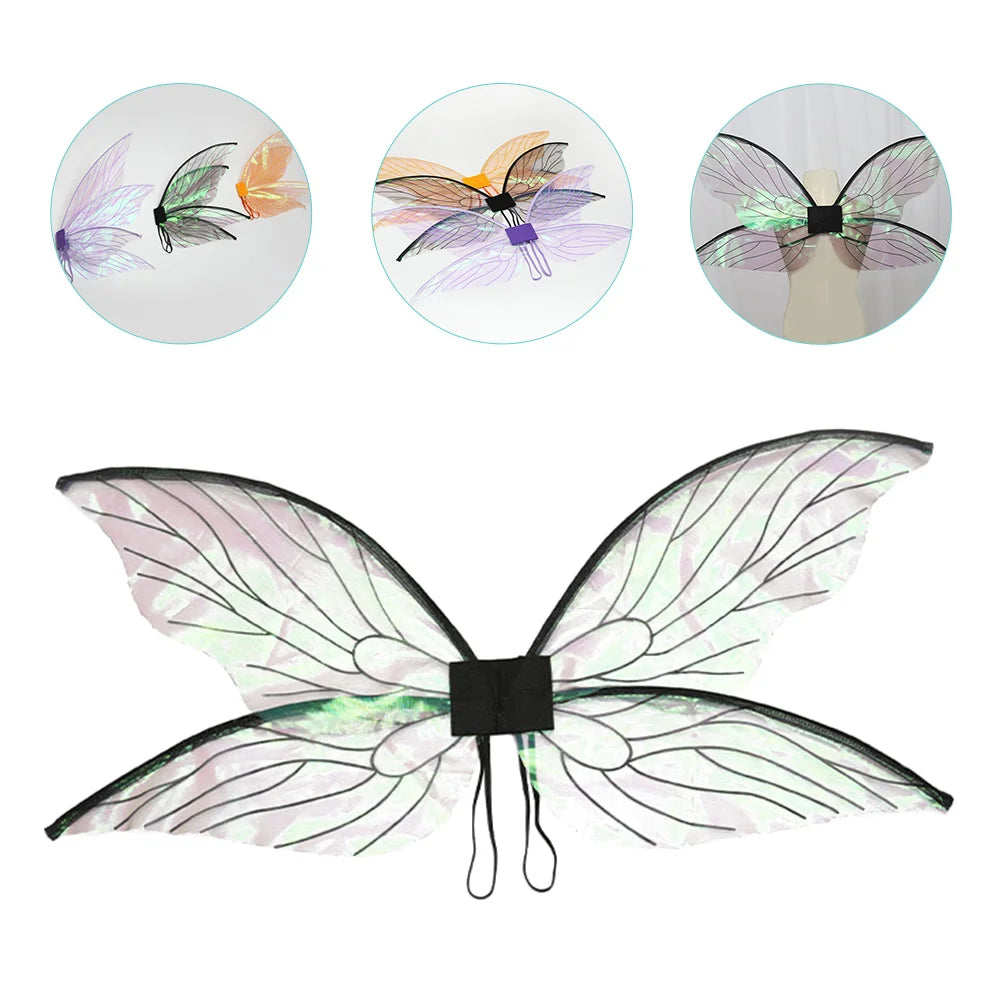 Fairy Wings Women Girls Cicada Wings Dragonfly Elf Wings Fairy Halloween Cosplay Costume Festive Party Masquerade Props Dress Up