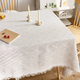 Qfdian  Cotton Linen Tablecloth Rectangular Decorative Protector for Dining Table Coffee Table Dustproof for Home Kitchen Indoor Use