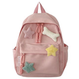 Qfdian Women Students Simple All Match Kawaii Backpack Sweet Cute Star Bone Schoolbags Casual Y2k Aesthetic Fashion Preppy Backpacks