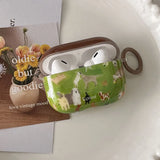 Qfdian Cute Green Lawn Puppy Dog Shockproof Protective Case Cover for AirPods 1 2 3 AirPods Pro Pro 2 Soft Silicone Gloss Bumper Coque
