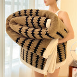 Qfdian  Thicken Warm Flannel Blanket Super Soft Fluffy Queen Blanket Single Double Size Cozy Skin-friendly Multifunctional Nap Blanket