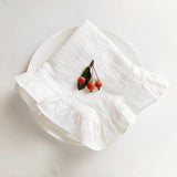 Qfdian 4Pcs White 45x45cm Ruffles Napkins for Birthday Wedding Party Baby Shower Tea Restaurant Christmas Table Placemats Dinning Decor