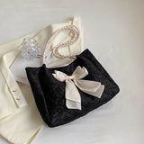 Qfdian  Luxury Design Fashion Chic Bow Shoulder Underarm Bag Y2k Aesthetic Office Lady Women's Handbags Elegant Ins All Match Tote Bags