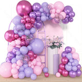 Qfdian  Pink Purple Balloon Garland Arch Kit Metal Purple Pink Balloons Purple Confetti Balloons Wedding Bridal Shower Party Decorations