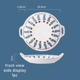 Qfdian  Japanese Hand-painted Flower Tableware, Ceramic Dessert Dishes, Dessert Pastry, Heart, amphora Plate, Lace Bowl, Retro, Creative