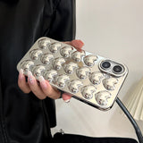 Qfdian Simple Stylish Silver Love Heart Phone Case For iPhone 11 12 13 14 15 16 Pro Max Glossy TPU Protective Back Cover