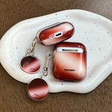Qfdian  Korea Lovely Wine Red Gradient Transparent TPU Headphone Protection Cover Case for AirPods 4 3 2 Pro 2 Cases With Round Pendant