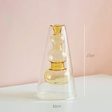 Qfdian Nordic Modern Double Wall Vase Creative Hydroponic Transparent Glass Vase Living Room Desktop Decor Art Ornament Home Decor