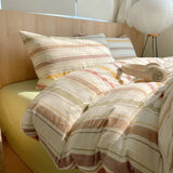 Qfdian  Ins Nordic Bedding Set Striped Pure Cotton Duvet Cover Set Skin-Friendly Single Twin Full Queen Size Flat & Fitted Sheets Set