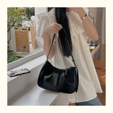 Qfdian Korean Chic Office Lady Shoulder Underarm Bag Elegant Pleated Casual Bags for Women Sweet Y2k Aesthetic Fashion Simple Handbags
