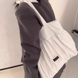 Qfdian Japanese Korean Ins Casual All Match Handbags Simple Dots Bow Office Lady Shoulder Bags Women Y2k Aesthetic Fashion Underarm Bag