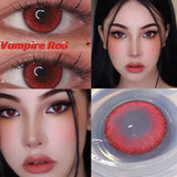 Qfdian Cosmetic Contact Lenses with degree Cospaly Red Colored Contact Lens for Eyes diopters Beauty Pupils Makeup Natural 2pcs/pair