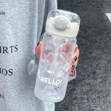 Qfdian  500/600ML Large Capacity Plastic Straw Water Bottles For School Sports Water Bottle BPA Free Portable Leak-proof Drinkware Cup