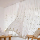 Qfdian  Nordic Embroidered White Gauze Curtains for Living Room Bedroom Window Partition Finished Window Veil Thermal Drapes Custom