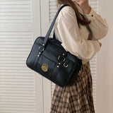 Qfdian  Vintage Y2k Aesthetic Jk Students Shoulder Bags Preppy Women Streetwear Casual Underarm Bag Fashion All Match Handbags Crossbody