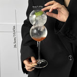 Qfdian  2pcs INS Round Ball Cocktail Glass Champagne Cocktail Glass Martini Glass High-Foot Suitable for Bars Wedding Banquets Parties