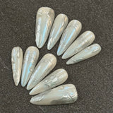 Qfdian 10Pcs y2k Handmade Press On Nails Coffin Fake Nails Full Cover Gradient Metal Contrast Artificial Manicure Wearable Nail Tips ﻿