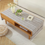 Qfdian  ‌New Nordic Solid Stripe Tablecloth Modern Minimalist Tassel Trim Dustproof Durable Decoration Mats Home Desk Dining Table Cloth