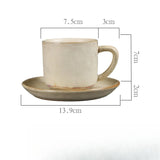Qfdian  Retro Coarse Pottery Mug Creative Coffee Cups Saucer Set Restaurant Office Home Exquisite Afternoon Latte Ceramics Tea Cups Gift