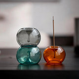 Qfdian  Glass Sphere Glass Incense Holder Household Chinese Incense Stick Incense Burners Yoga Tea Ceremony Relieve Home Fragrance Gifts