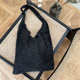 Qfdian Korean Streetwear Fluffy Shoulder Bags Fashion Y2k Aesthetic Vintage Women's Handbags Casual All Match Ins Underarm Bag Trendy