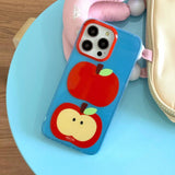 Qfdian  Korea Lovely Apple Funny DIY Red Nose Transparent Blue Soft Mobile Phone Protective Cover Case for iPhone 16 15 14 13 12 Pro Max
