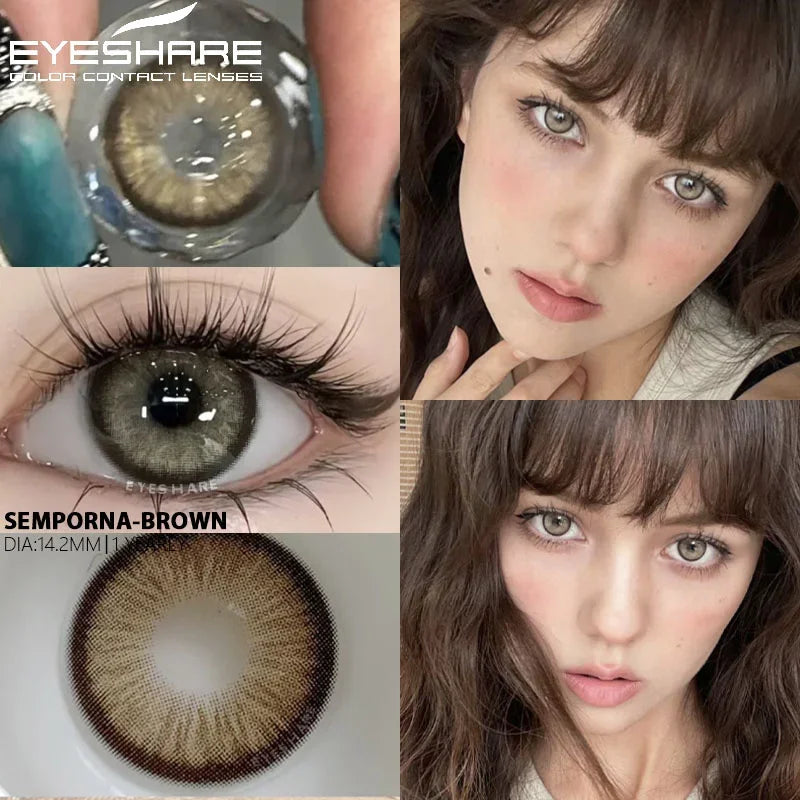 EYESHARE 1 Pair Natural Colored Contact Lenses for Eyes New Contact Lenses Blue Colorful Lenses Gray Contacts Beauty Makeup Lens