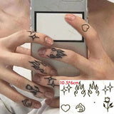 Qfdian  Waterproof Temporary Tattoo Sticker Black Hand Drawn Heart Design Body Art Fake Tatto Flash Tatoo Finger Wrist Ankle Female