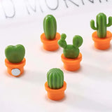 Qfdian 6pcs Cactus Magnetic Message Refrigerator Magnet Green Plant Potted Magnet Cactus Ball Three-dimensional Refrigerator Magnet