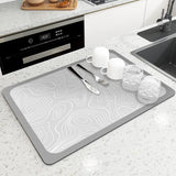 Qfdian  Diatomaceous Earth Absorbent Kitchen Mat Quick Dry Dish Pad Non Slip Countertop Protector Washable Reusable Easy Clean Home Use