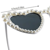 Qfdian  One-piece Set of Heart-shaped Pearl Y2K Retro Heart-shaped Glasses (women's Style) for Birthday Parties