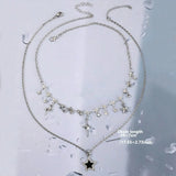 Qfdian Trendy Vintage Black Star Cross Pendant Multi Layer Chain Necklace For Women Girl Gothic Y2K Charm Jewelry Accessories Wholesale