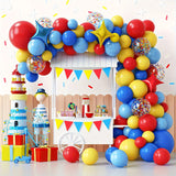 Qfdian  89pcs  red, blue, yellow balloons wreath arch set,suitable for birthdays, parties, carnival theme decoration, circus decoration