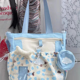 Qfdian  Contrast Color Sweet Kawaii Shoulder Bag Fashion Patchwork Women Students Handbags Korean Y2k Aesthetic Preppy Crossbody Bags