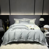 Qfdian  Premium 1200TC Egyptian Cotton Hollow Wide Edge Luxury Bedding Set Soft Duvet Cover Set Flat Bed Sheet Pillowcases 4Pcs