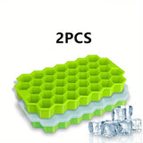 Qfdian Large-capacity Silicone Ice Trays Mold Reusable Honeycomb Ice Cube Maker Food Grade Ice Maker with Lids Popsicle Mould Ice Mold