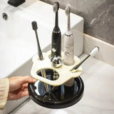 Qfdian  Cat Paw Shape Ceramic Toothbrush Holder Cute No Punching Toothbrush Holder Base Makeup Brush Storage Bathroom Accessories Tool