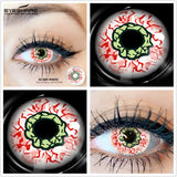 Qfdian Cosplay Contact Lenses 1Pair Colored Contact Lenses for Eyes Black Lenses White Eye Lenses Contact Lenses for Halloween