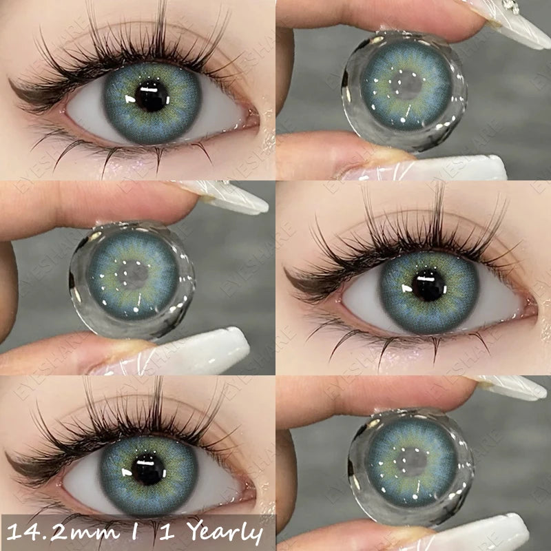 Qfdian 1pair Natural Color Contact Lenses for Eyes Brown Contacts Gray Lenses Fashion Lenses Blue Eyes Contacts Lenses