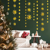 Qfdian  4PCS Gold 3D Stars Metallic Paper Hanging Garlands for Christmas Wedding Birthday Graduate Party Ceiling Decorations Supplies