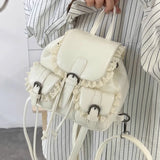 Qfdian  Lace Patchwork Fairy Fashion Handbags Y2k Aesthetic Chic Casual Simple Backpacks Korean Women Mini Sweet Preppy Schoolbags