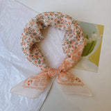 Qfdian  Printed fresh and sweet childlike style small square scarf for women spring and autumn new neck scarf sun protection scarf