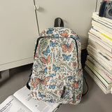 Qfdian New Chinese Style Woven Flower Backpack 2025 New Large Capacity Fashionable Lightweight Travel Bag Backpack