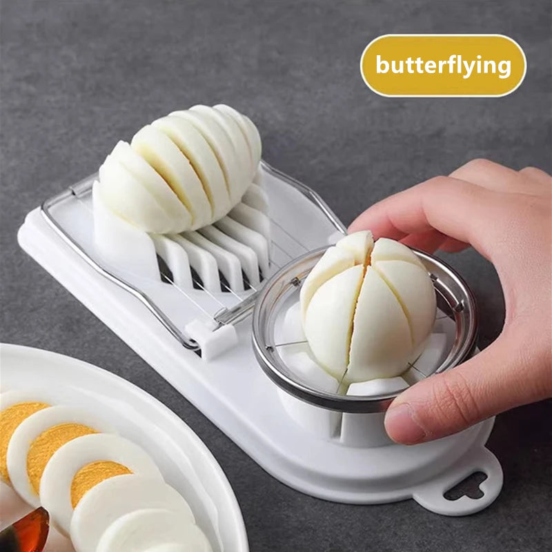 Qfdian Multifunctional Egg Cutter Stainless Steel Egg Slicer Sectioner Cutter Mold Flower-Shape Luncheon Meat Cutter Kitchen Gadgets